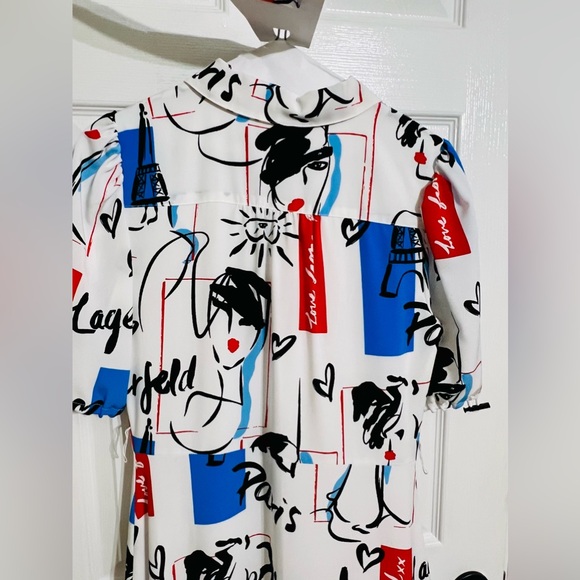 KARL LAGERFELD PARIS Bungee Print Belted Shirtdress. NWOT. RETAIL 149 - Picture 6 of 12